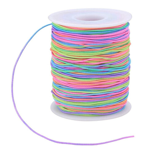 Elastic Cord, Beading Cords Threads, Rainbow Color Stretch String Cord, Fabric Crafting String for Bracelet,
