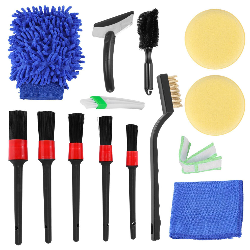 Ensemble de 13 brosses de nettoyage de voiture, kit de lavage intérieur de voiture, outil pour jantes d'air de voiture, saleté, poussière