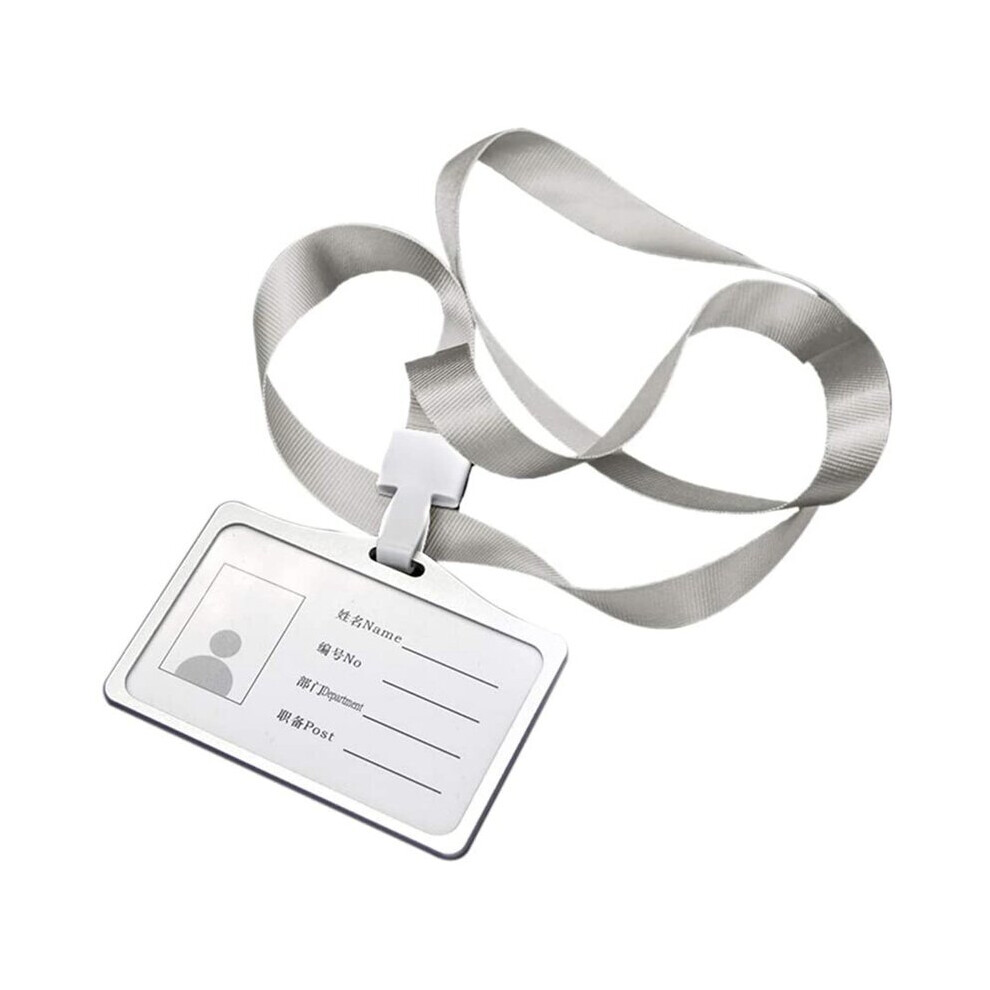 Horizontal Style Aluminum Alloy ID Card Holder with Lanyard Neck for Women and Men Business Work Card Holders