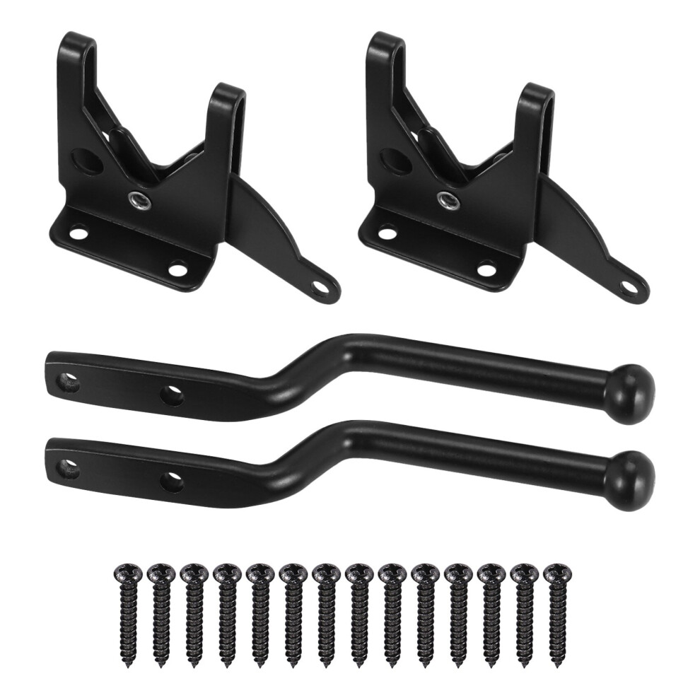 2Pcs Self Locking Gate Latch Automatic Gravity Lever Fence Gate Lock For Wood Fence Gate Door Latches Steel Black 4761978966588