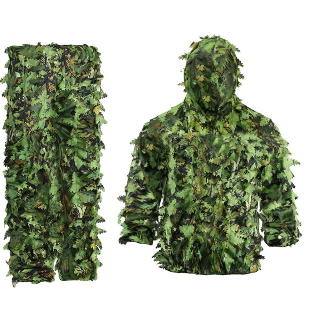 Sticky Flower Leaves Camouflage Suit Hunting Suit Woodland Camouflage Universal Camo Set (B)