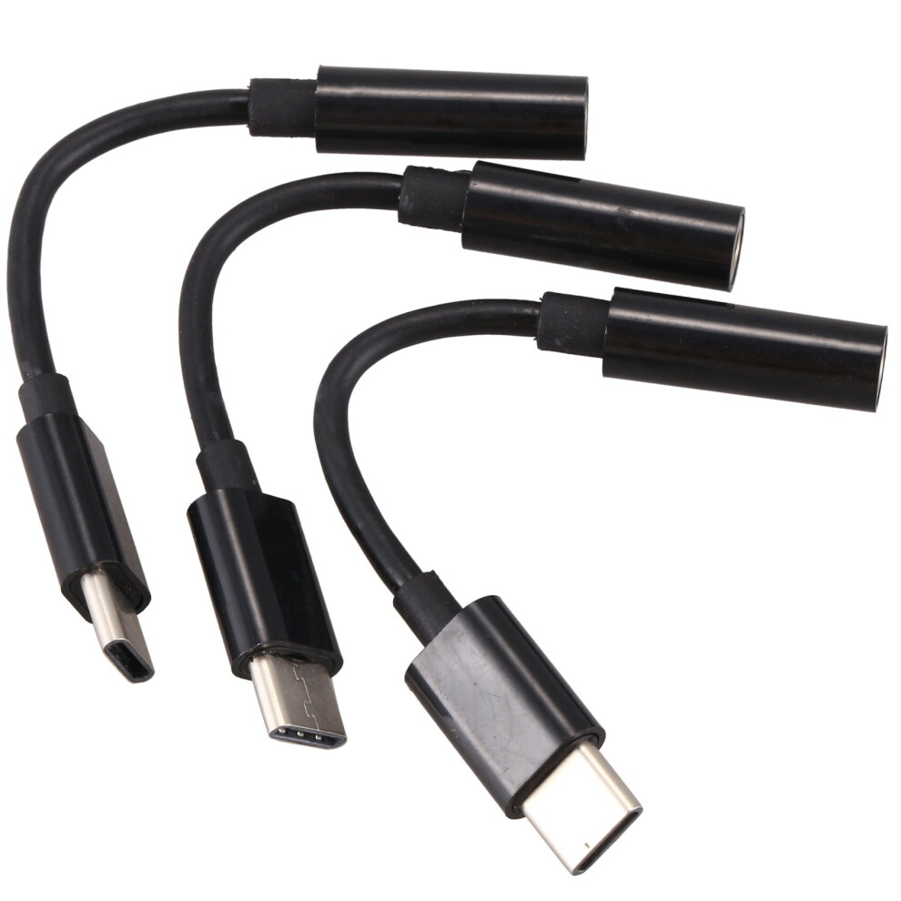 3Pcs Type C to 3.5mm Headphone Audio Adapter,USB-C to 3.5mm Female AUX Microphone Connector Cable for Z, Le 2/Le Pro 3,Not Fit for and Pixel(Black)