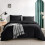 (Black, Double: 200 x 200 cm.) Plain Duvet Quilt Cover Bedding Set Microfiber Plain Pillowcases Pair 1