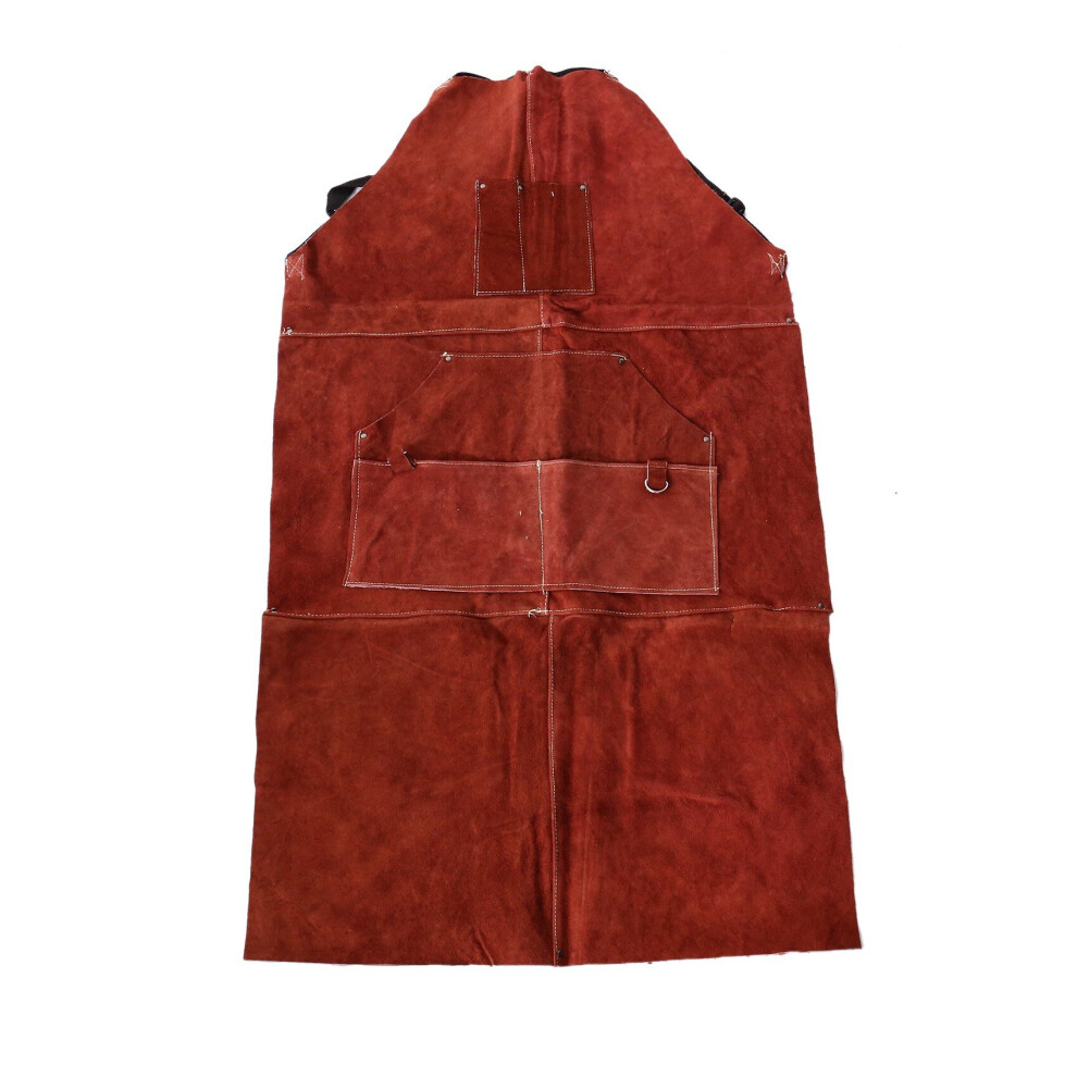 Leather Welding Apron - Heat & -Resistant Heavy Duty Work Forge Apron With 6 Pockets, 42Inch 4761978937564