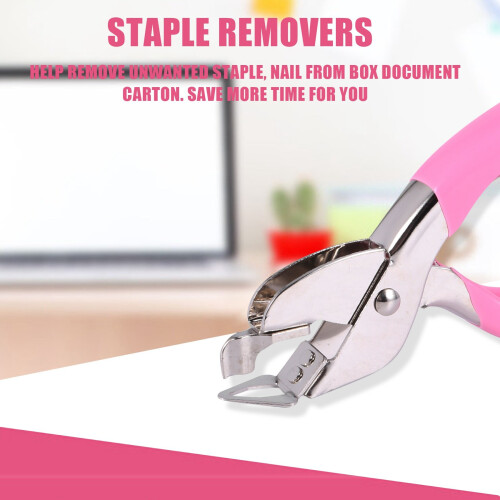Handheld Staple Remover Opener Spring-loaded Staple Puller for Office School Home Use (Pink) 2