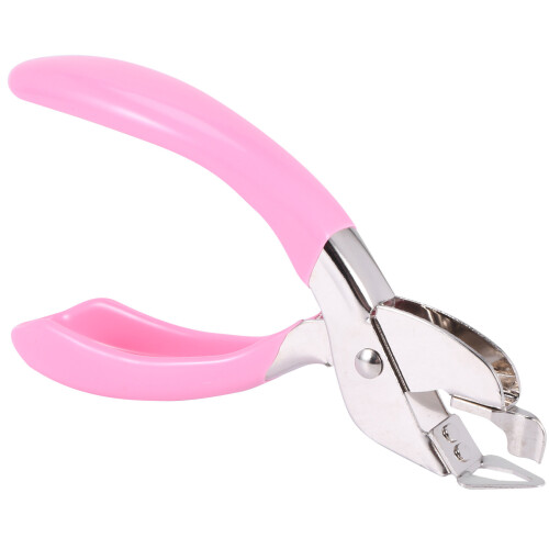 Handheld Staple Remover Opener Spring-loaded Staple Puller for Office School Home Use (Pink)