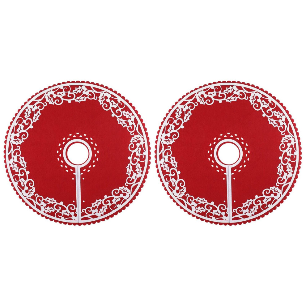2 Pcs Skirt - 12 Inches Mini Tree Skirt with Floral Border Pattern for New Year Party Xmas Decoration-image-OPC-PBPQFRW-NEW
