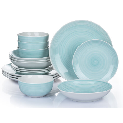 16pc Aqua Splash Spin Wash Dinner Set