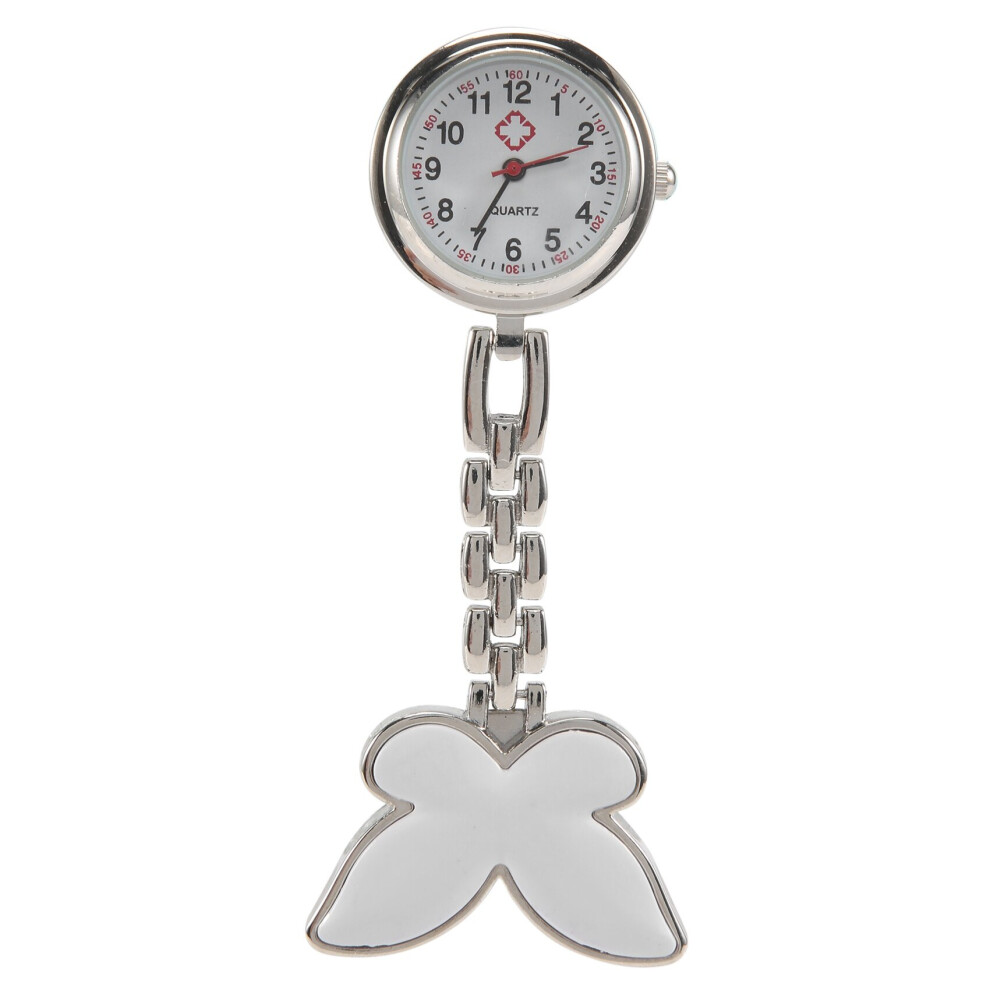 Photos - Wrist Watch Nurses Clock Heart rate monitor pocket watch quartz butterfly motive white