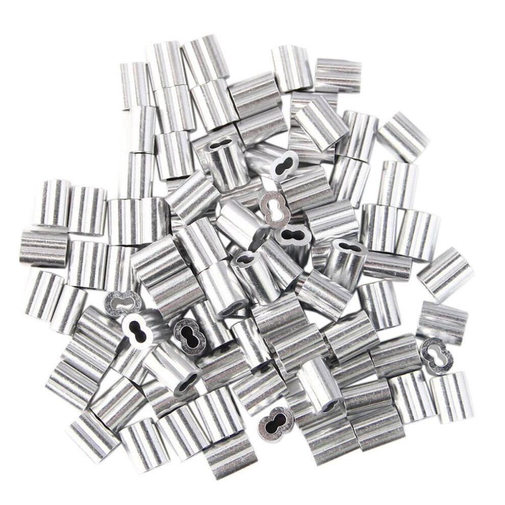 100Pcs Aluminum Crimping Loop Sleeve For 3Mm Diameter Wire Rope And Cable 4762381743605