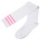 1pair Womens Athlete Thin Solid Thigh Highs Tights Over Knee Socks White w Pink 3