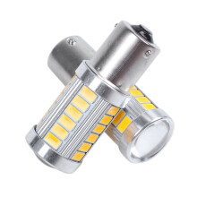 Lot de 2 ampoules LED 1156PY BAU15S PY21W 33SMD pour clignotant arrière de voiture, feu de freinage et de recul