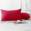 (Red, 2 x Pillow Cases) Plain Duvet Quilt Cover Bedding Set Microfiber Plain Pillowcases Pair 1
