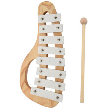 Hand Knock Xylophone Glockenspiel with Mallets 8 Tones Aluminum Sheet Wooden Musical Instrument Preschool Educational Toy Children Toddlers White