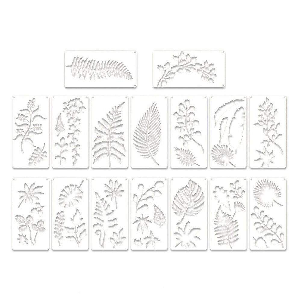 16 Pieces Leaves Stencil Reusable Sheet Painting Stencil Sheet Wall Stencil Leaf Pattern Template Tropical Leaf Reusable 4761978923529