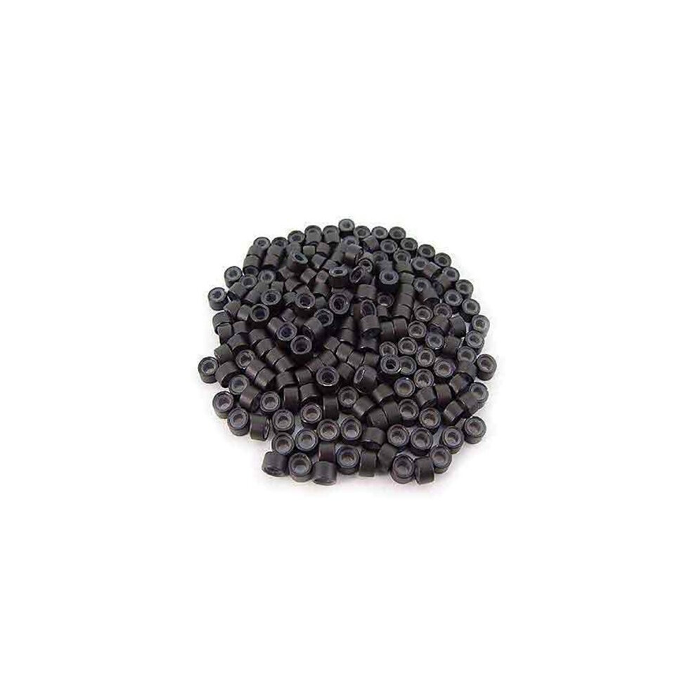 Tlily Unisex Brown 200 Pcs 5Mm Dark Color Silicone Lined Rings Links Beads For I Bond Stick Tip Feather Hair Extensions