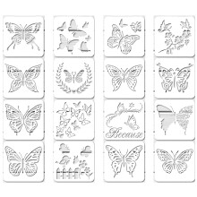 Lot de 16 pochoirs réutilisables en forme de papillon pour peinture, artisanat, décoration murale, bricolage (15,2 x 15,2 cm)