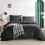 (Charcoal, Double: 200 x 200 cm.) Plain Duvet Quilt Cover Bedding Set Microfiber Plain Pillowcases Pair 1