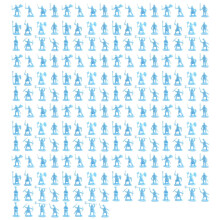 1:72 200/Set Figurines en plastique Soldats de plomb Hommes Épéistes Action DIY Scène de guerre Jouets Bleu