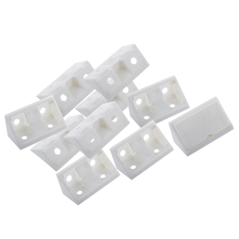 Furniture Cabinet Fastener Corner Braces Angle Brackets White 10Pcs 4762381721023