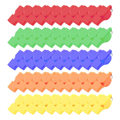 50 Pcs Non-Nuclear Professional Referee Whistle Fox Whistle Plastic Life-Saving Whistle Special for Game 2