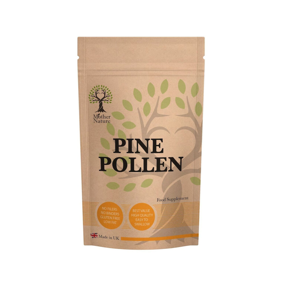 (180 Capsules) Pine Pollen 450mg High Potency 20 x Stronger Natural 99% Cracked Cell Wall Vegan Capsules Supplement