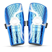 Kids Shin Guards for Soccer - Breathable Calf Protection (6-12 years), 18.5x7.5cm, EVA Foam Padding, Adjustable Straps, Blue