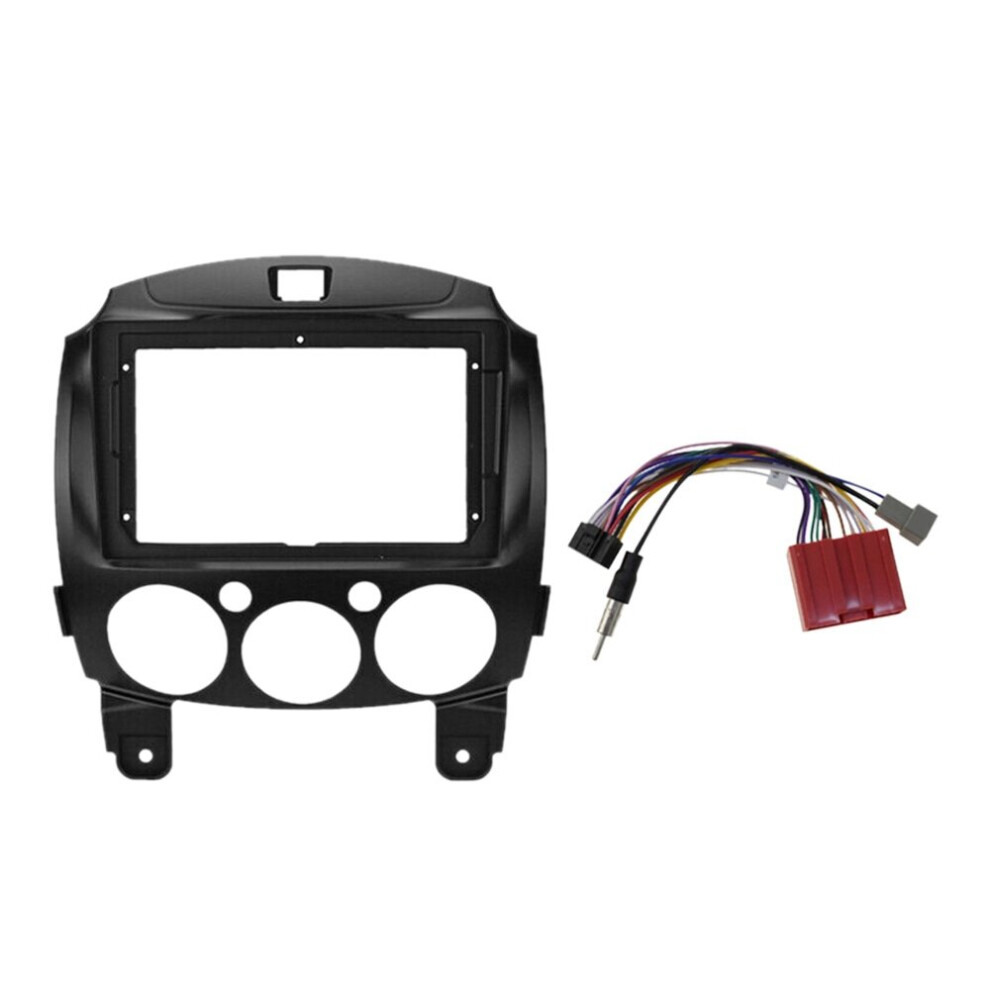 9 Inch 2DIN Car Dashboard Frame DVD Navigation Panel Frame Radio Audio Panel with Harness for Mazda 2 Demio 2007-2014