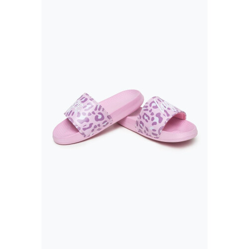 (JNR05) Hype Kids Pink Tone On Tone Leopard Script Sliders 2