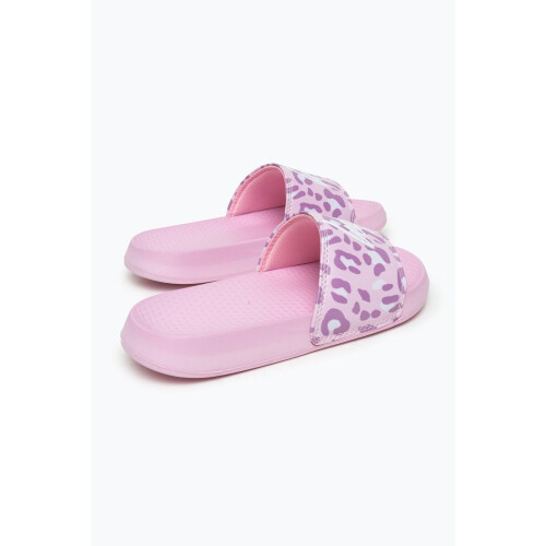 (JNR05) Hype Kids Pink Tone On Tone Leopard Script Sliders 1