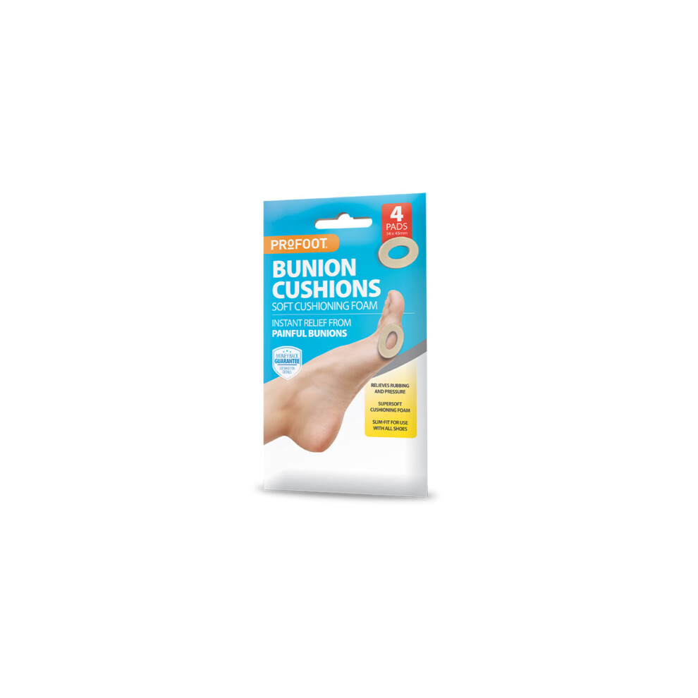 Profoot Bunion Cushions Soft Cushioning Foam Instant Relief 34X45mm - 4 Pads X 2