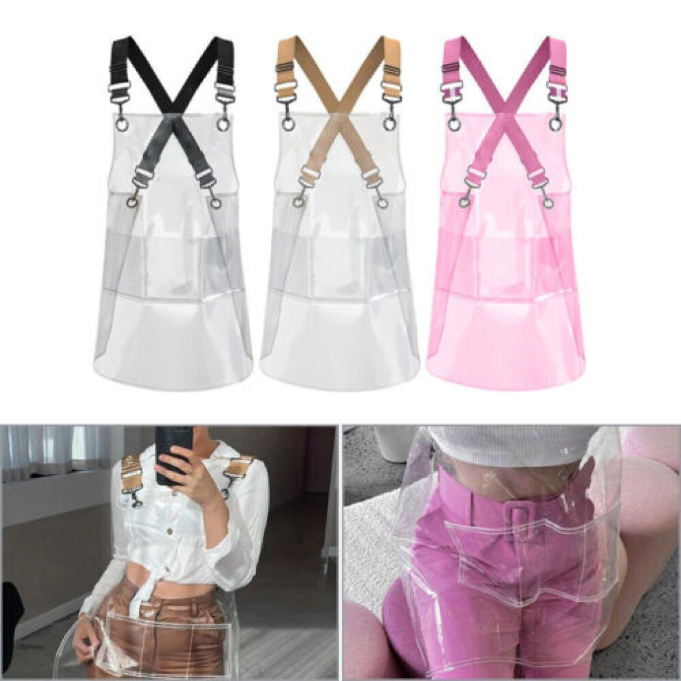 (Transparent Black) Fashion Clear Apron Oil Resistant Waterproof Home Aprons Household Supplies