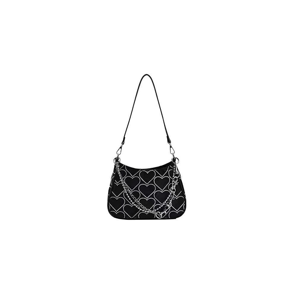 (A-black) Punk Bag, Sourpuss Gothic Tote Purse Y2K Cool Style Trendy Women Shoulder Bags Rock Fashion Girls Handbag