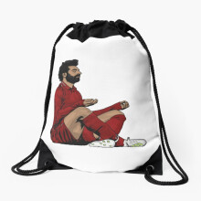 Mo Salah Football Drawstring Bag - Lightweight, Foldable Gym/School Backpack, Water-Resistant Polyester, Adjustable Strings