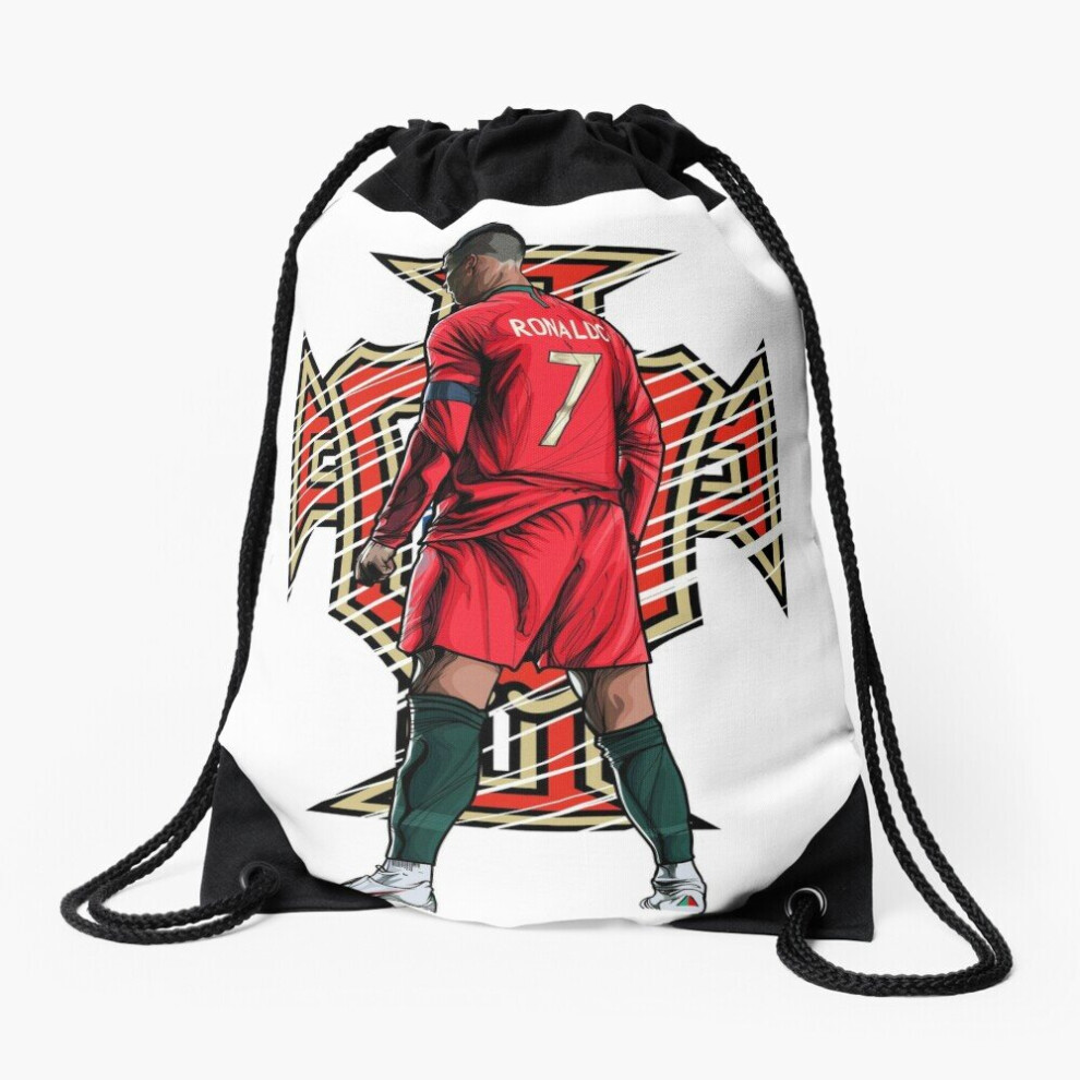 Drawstring Bag Cristiano Ronaldo Portugal Logo Sport Gym Shoe Backpack