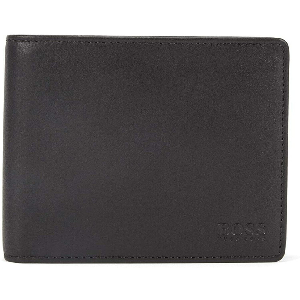 Hugo Boss Mens Asolo Leather Bifold Card & Coin Pocket Wallet Black Great Gift
