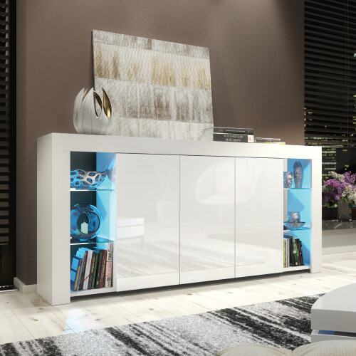 Creative Furniture Eden 164cm LED Sideboard with White Gloss Doors - E115