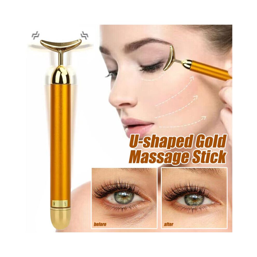 Gold Facial Care Beauty Bar Facial Roller Vibration Skincare Massager Device