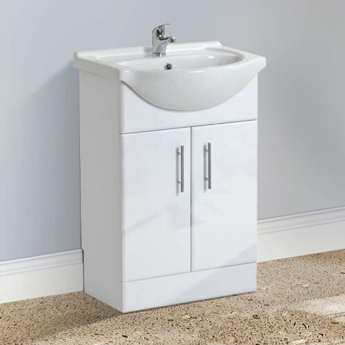 NES Home Dyon 550mm Floor Standing Assembled Vanity Basin Unit White 1