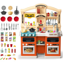 Kids Kitchen Playset with Sound, Lights, Steam & Boil Effects Pretend Play Kitchen Set Kids Kitchen Set Role Play Toys
