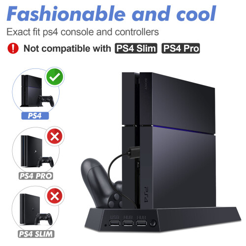 Controller Charging Station for PS4 Pro with Cooling Fan Controller Charging Station Compatible with Playstation 4 Pro DualShock 4 Controllers 1