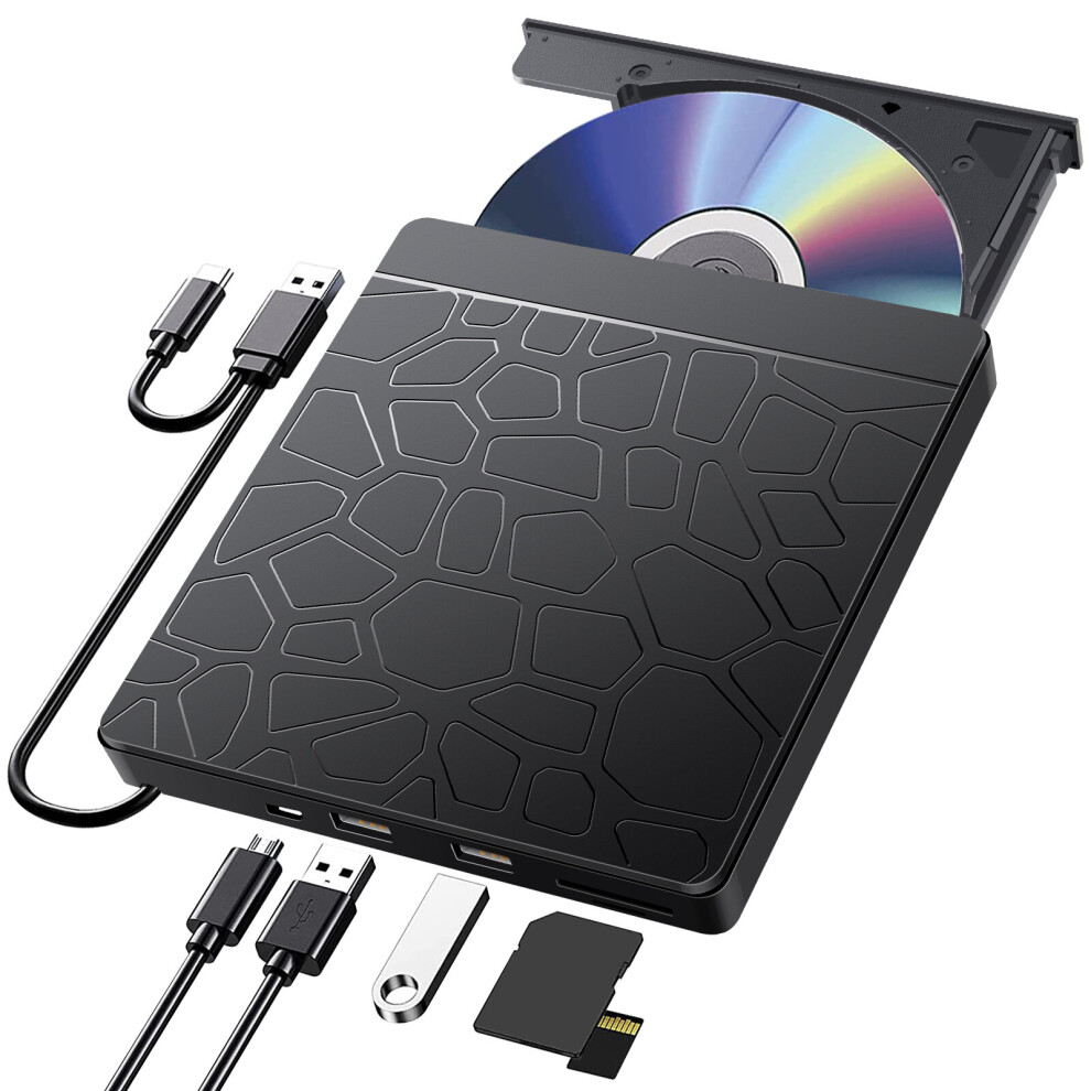 5 In 1 External Slim USB 3.0 Optical Drive Type C Portable DVD CD Laptop Reader