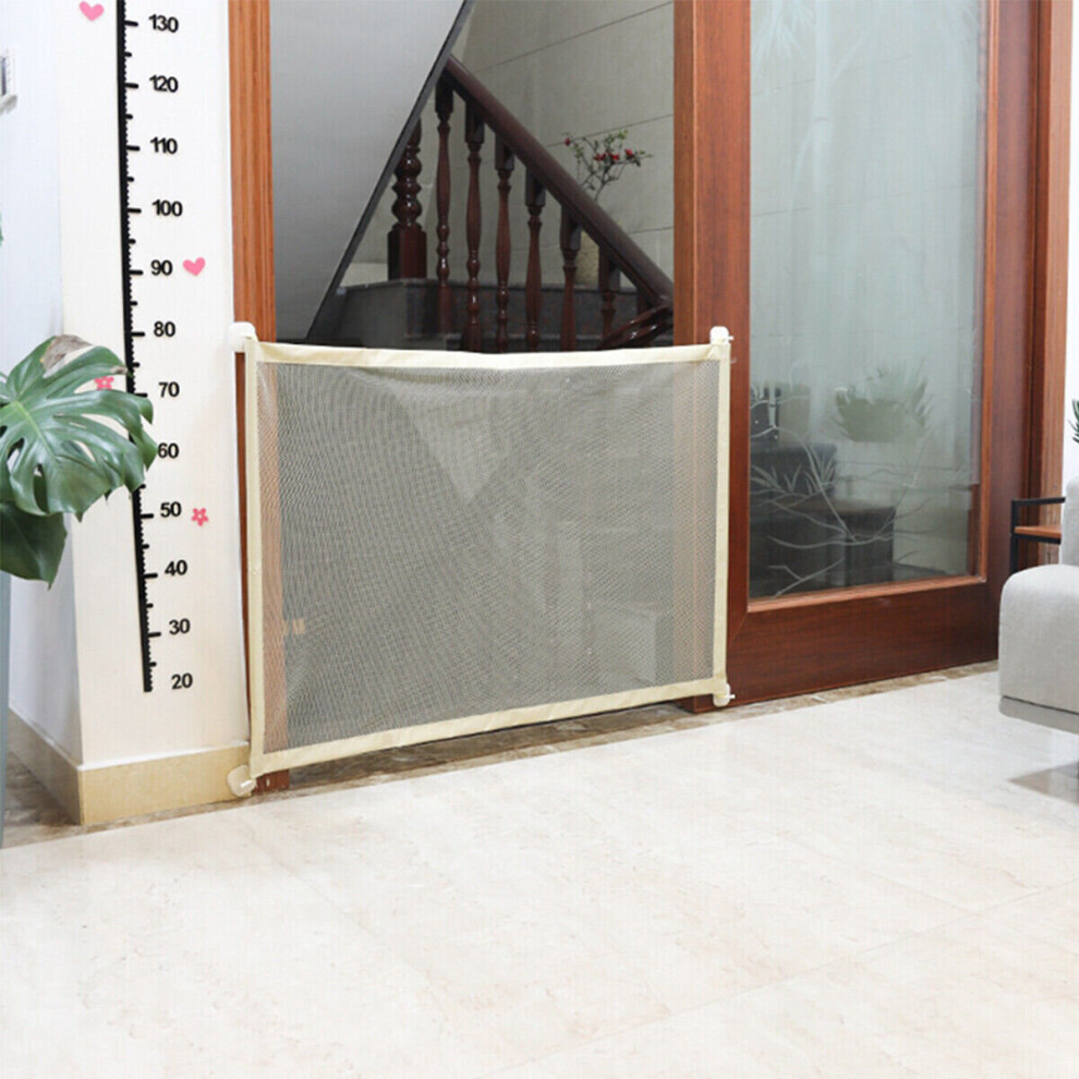 ( (1.10*0.75M)) Retractable Gate Pet Dog Child Baby Stair Gate Barrier Foldable Safety Guard Beige Srj Star