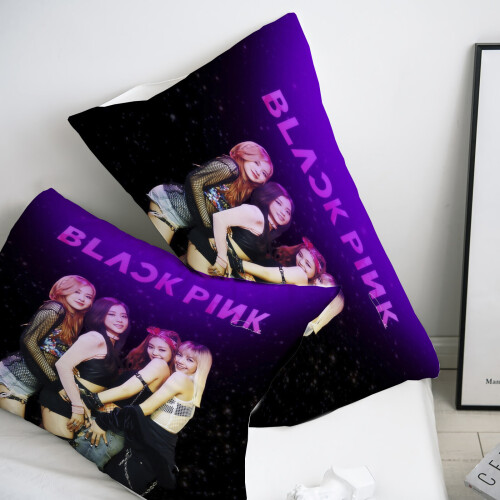 (Double/200*200cm) 3D Digital Printed 3 Piece Duvet Cover Sheet Pillowcase #BLACKPINK 1