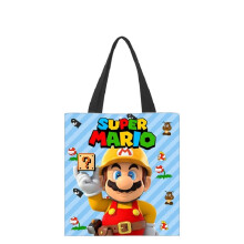 (LightBlue) Bros Super Mario Anime Tote Bag Kids Schoolbags Canvas Shopping Gift Handbag