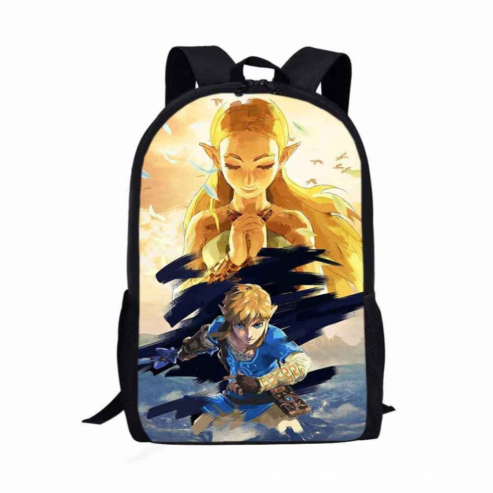 (YellowBlue) Of The Legend Zelda Student Backpack Kids Schoolbag Outdoor Travel Bag Fan Gifts