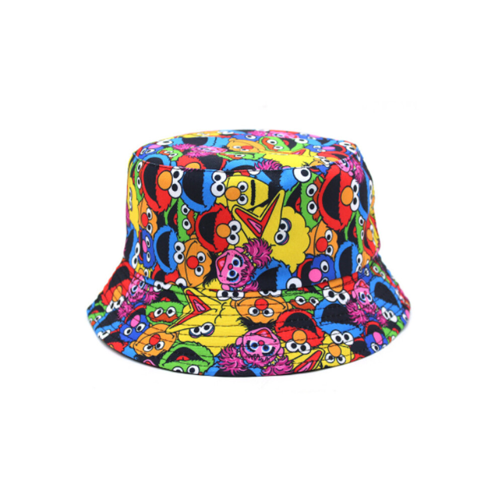 (Yellow) Sesame Street Fisherman Hat Bucket Cap Hip Hop Beach Hat Man Woman Double  Sided