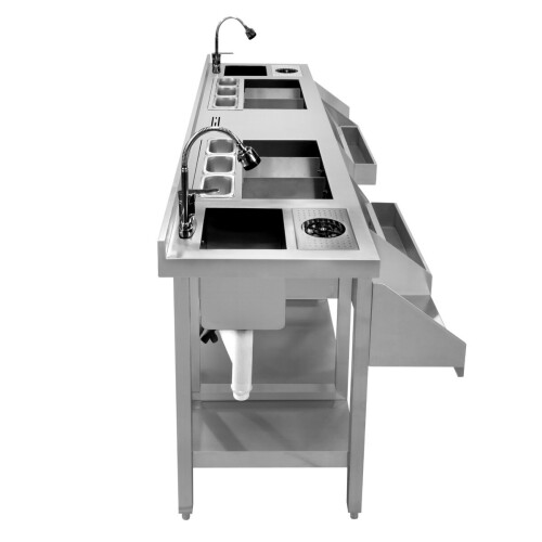 Doppel-Cocktail-Barstation Edelstahl Isolierte Eiswanne Spüle Glasspüler 2