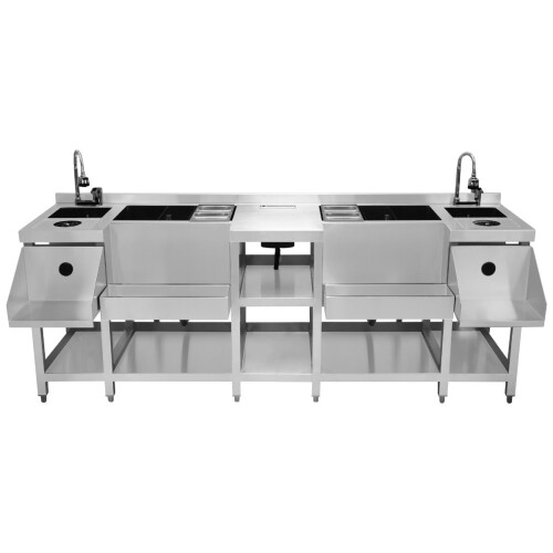 Cocktail-Bar-Station Compact Twin Steel Isolierte Eiswanne Spüle Glaspüler 1