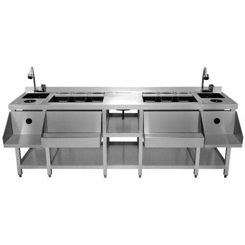 Doppel-Cocktail-Barstation Edelstahl Isolierte Eiswanne Spüle Glasspüler 1
